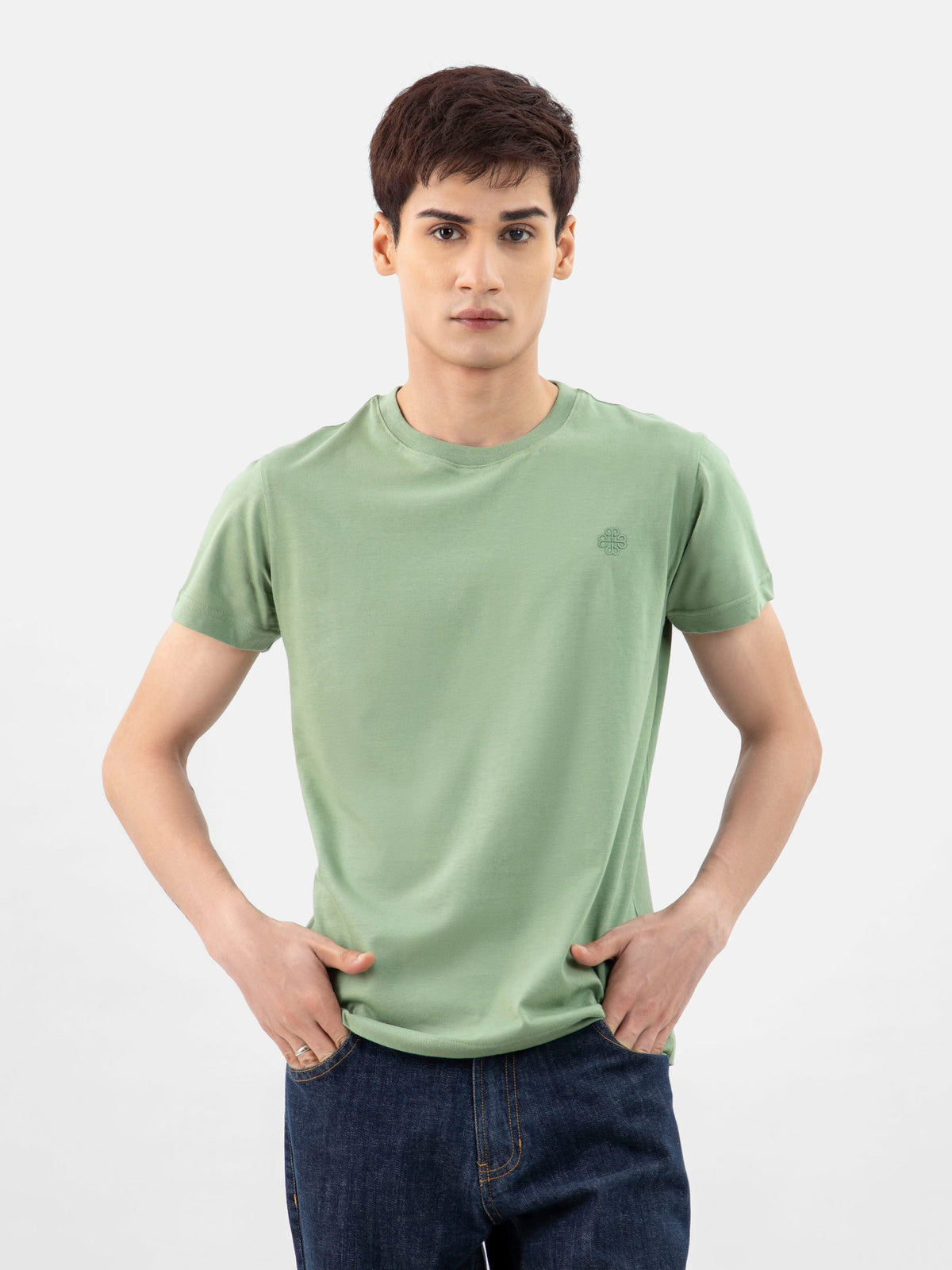 Green 100% Combed Cotton Crew Neck T-Shirt