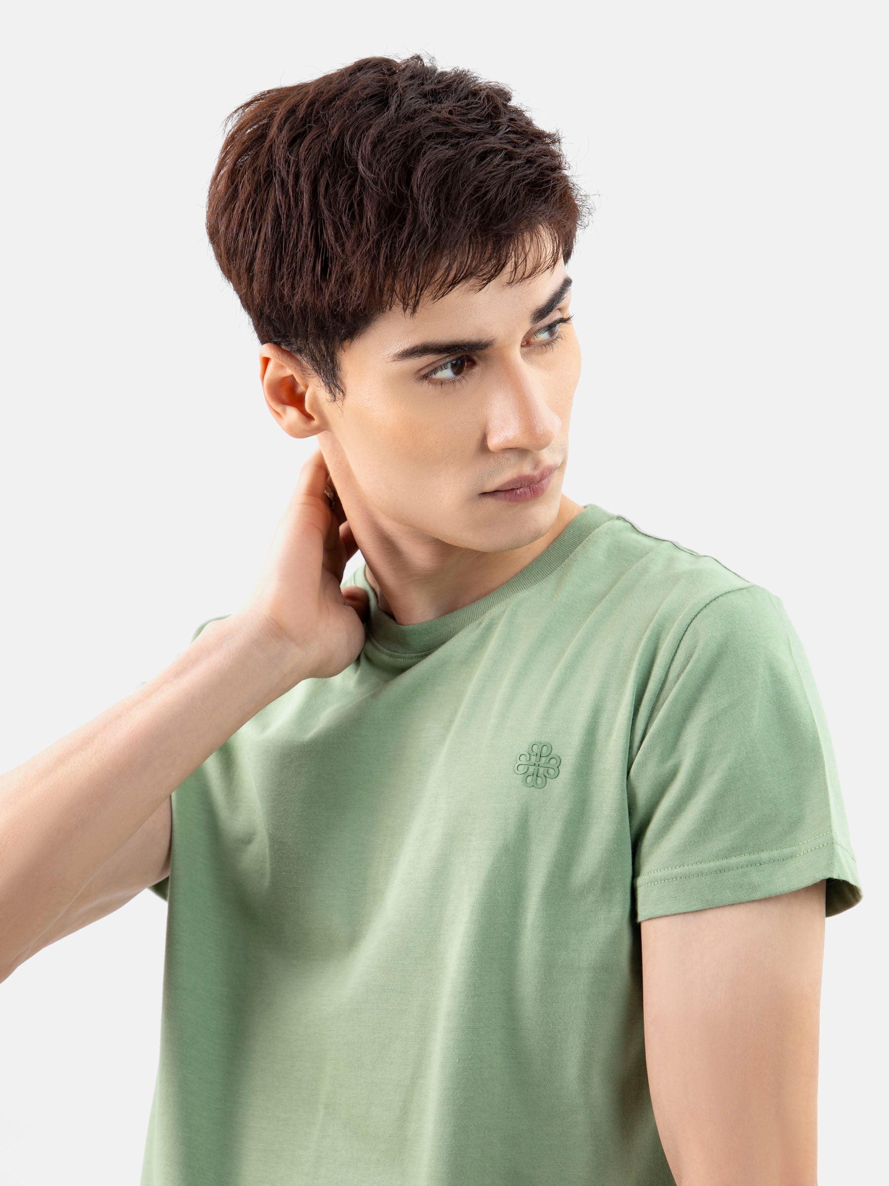 Green 100% Combed Cotton Crew Neck T-Shirt