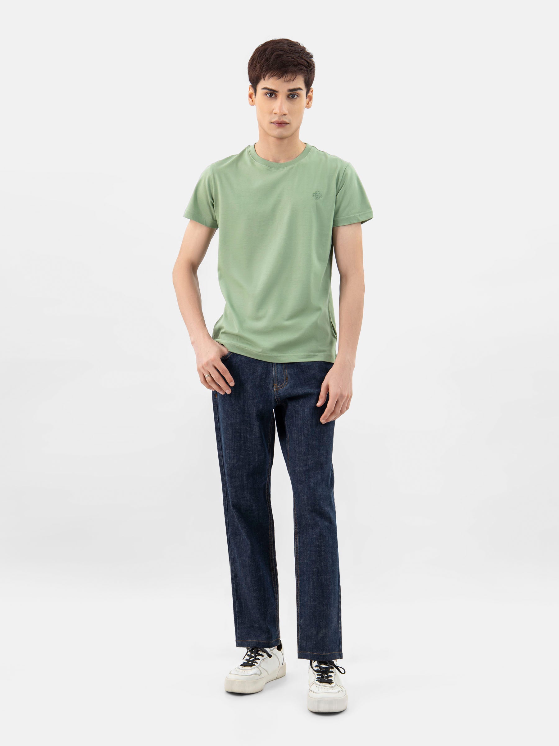 Green 100% Combed Cotton Crew Neck T-Shirt