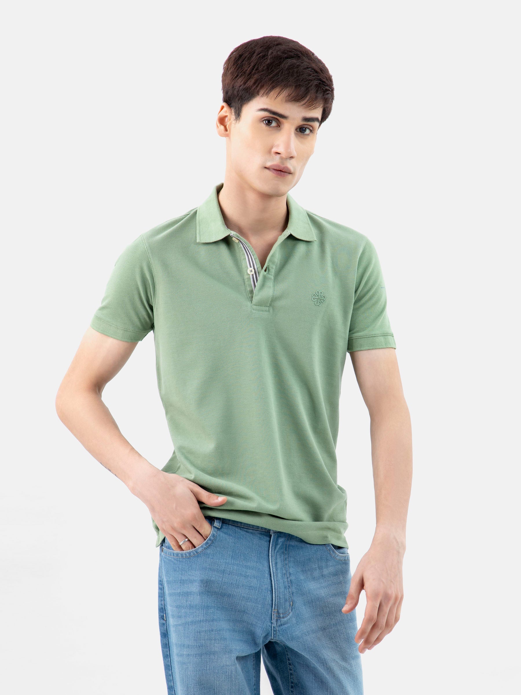 Green 100% Cotton Basic Polo