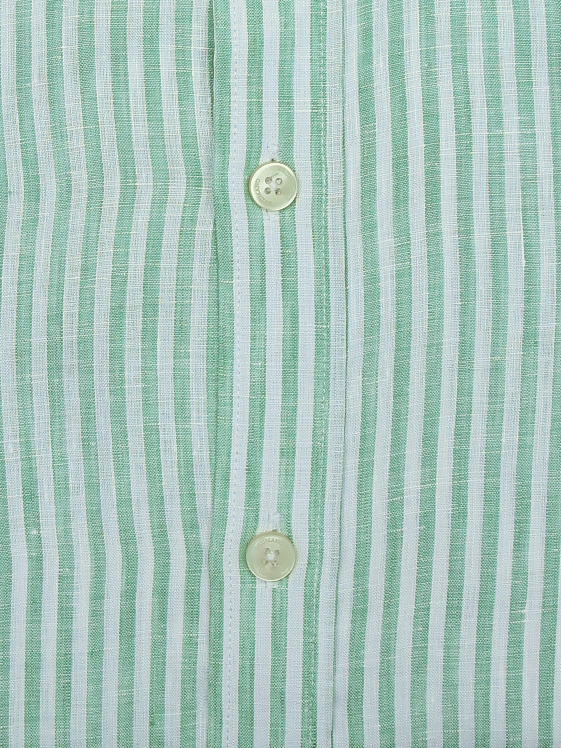 Green 100% Linen Striped Shirt