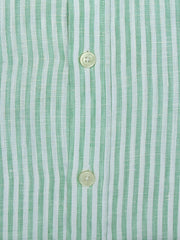 Green 100% Linen Striped Shirt