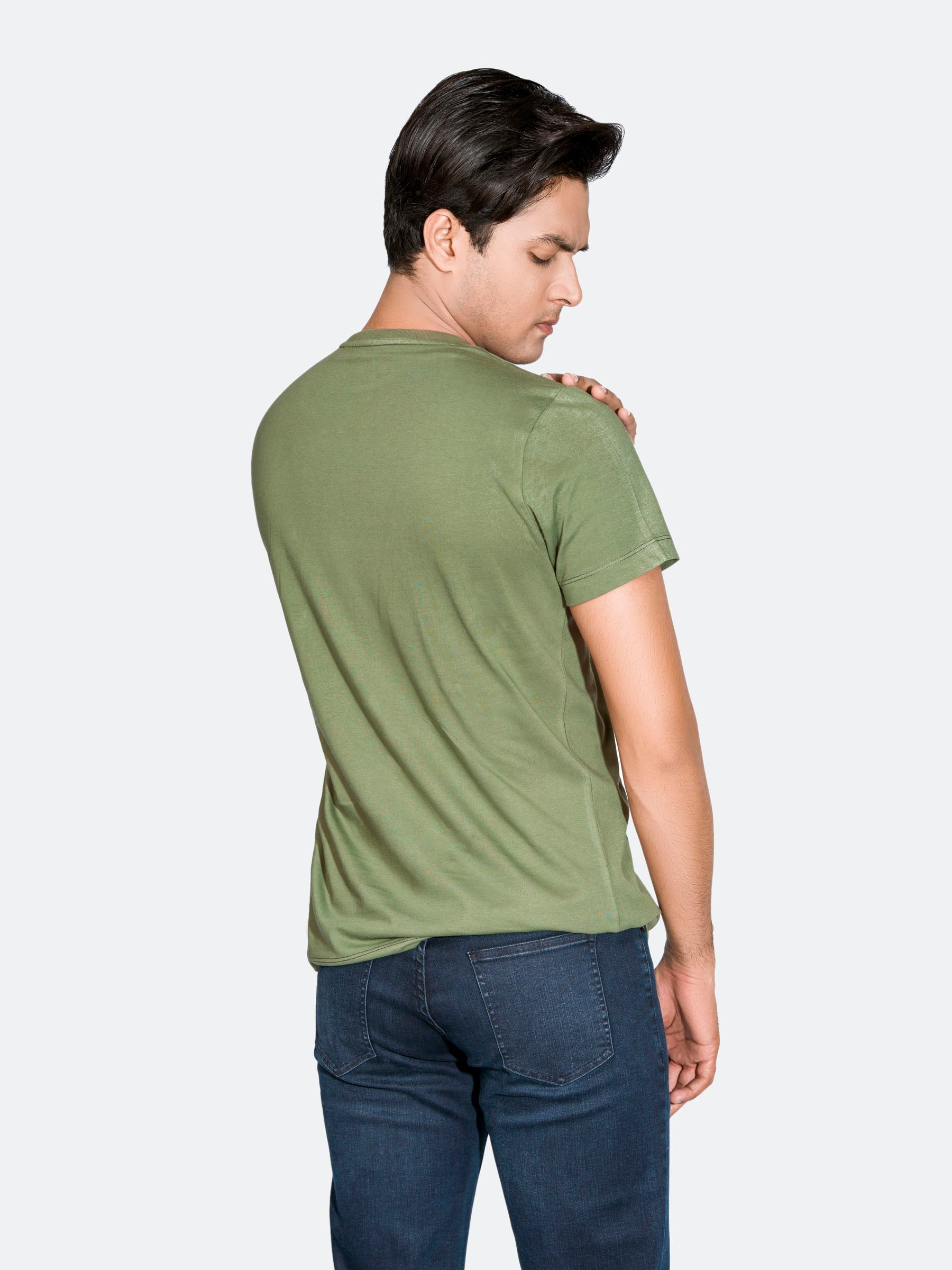Green Crew Neck T-Shirt With Pocket