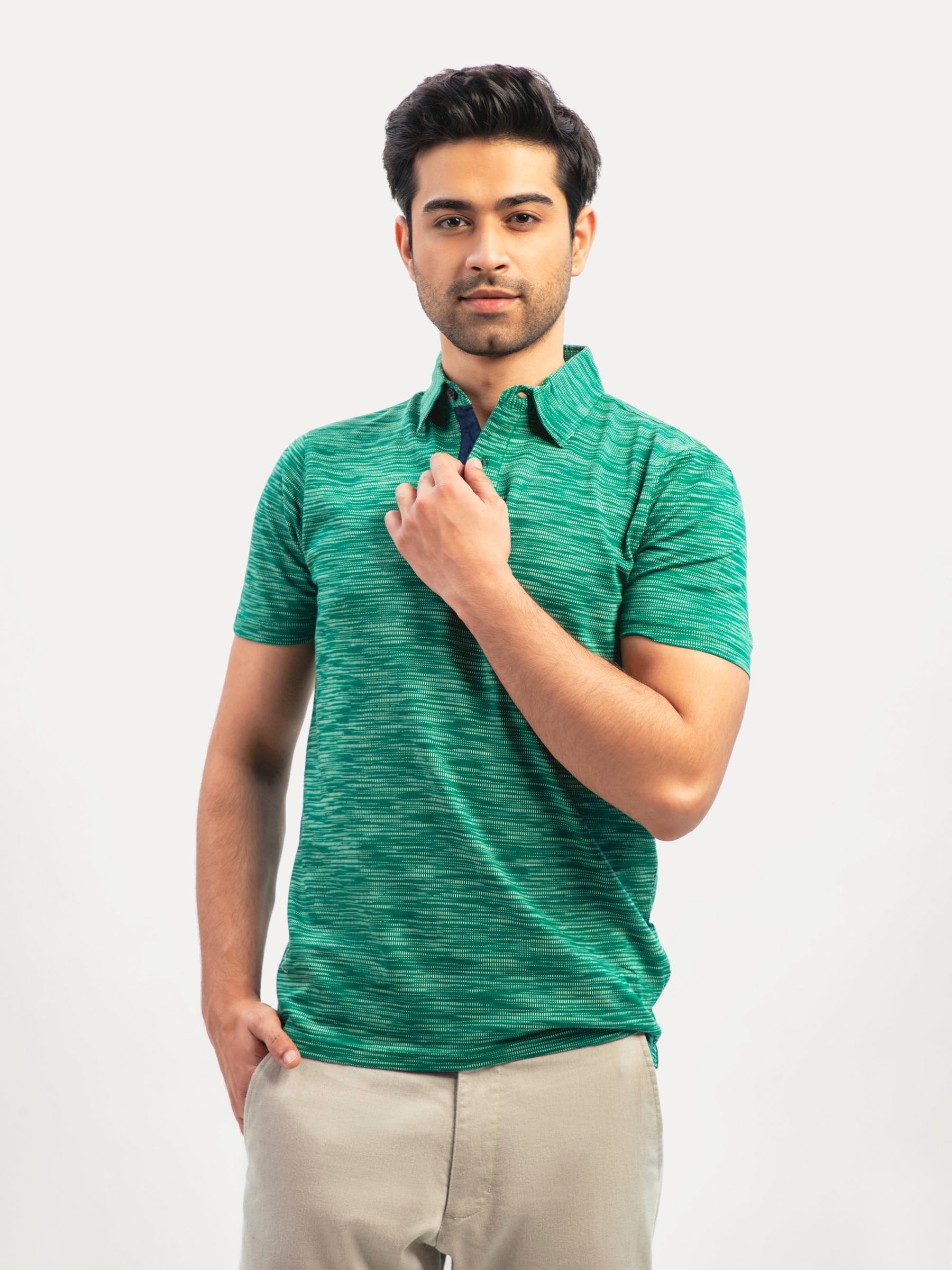 Green Dobby Mercerized Polo Shirt