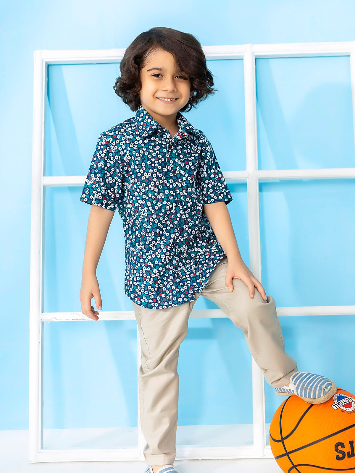 Green Floral Printed Short Sleeve Casual Shirt