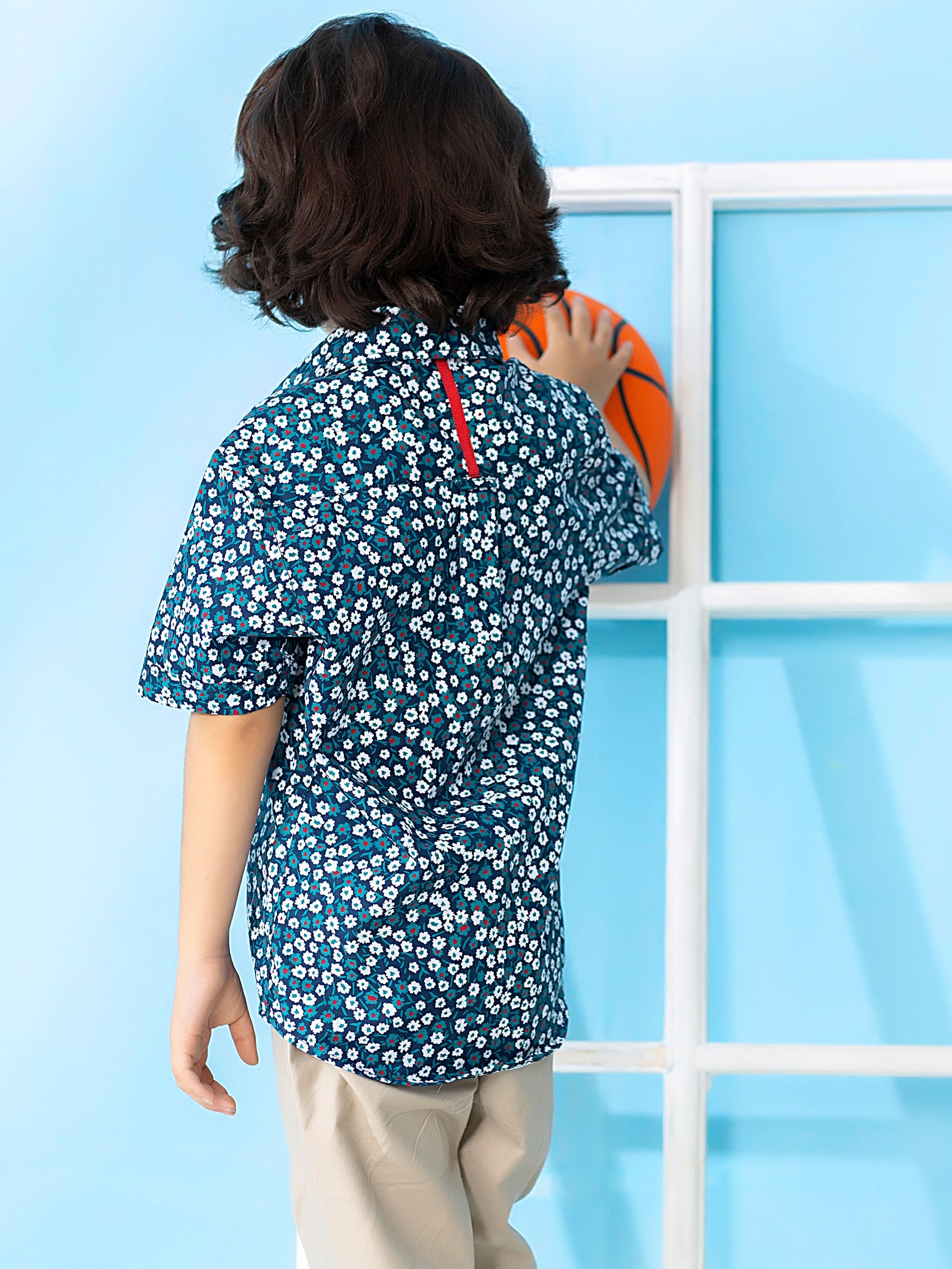 Green Floral Printed Short Sleeve Casual Shirt