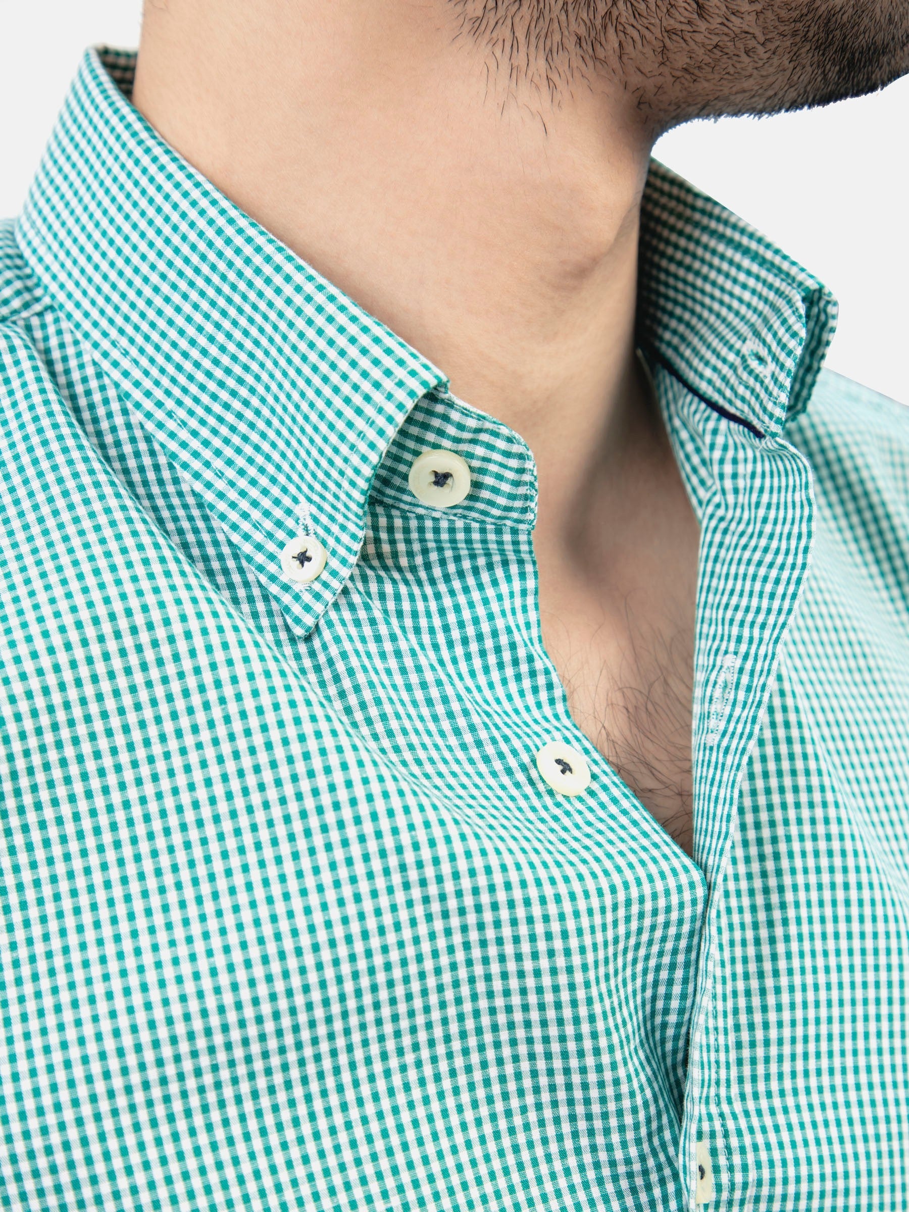 Green Gingham Button Down Shirt