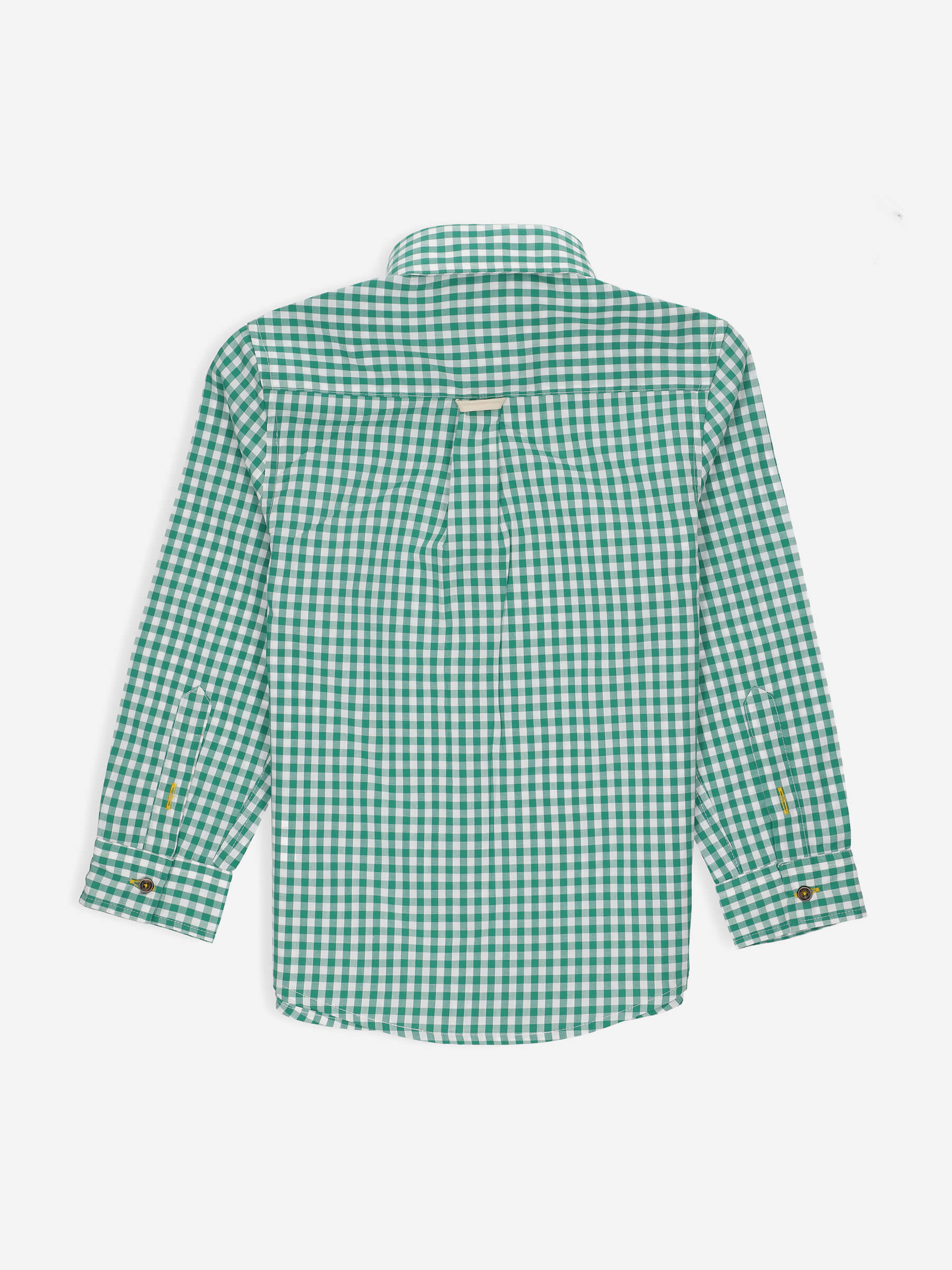 Green Gingham Casual Long Sleeve Shirt