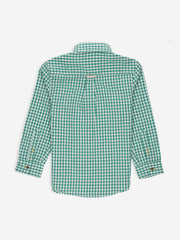 Green Gingham Casual Long Sleeve Shirt