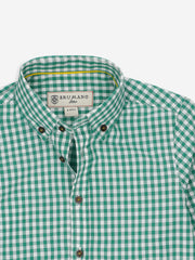 Green Gingham Casual Long Sleeve Shirt