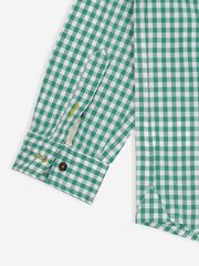 Green Gingham Casual Long Sleeve Shirt
