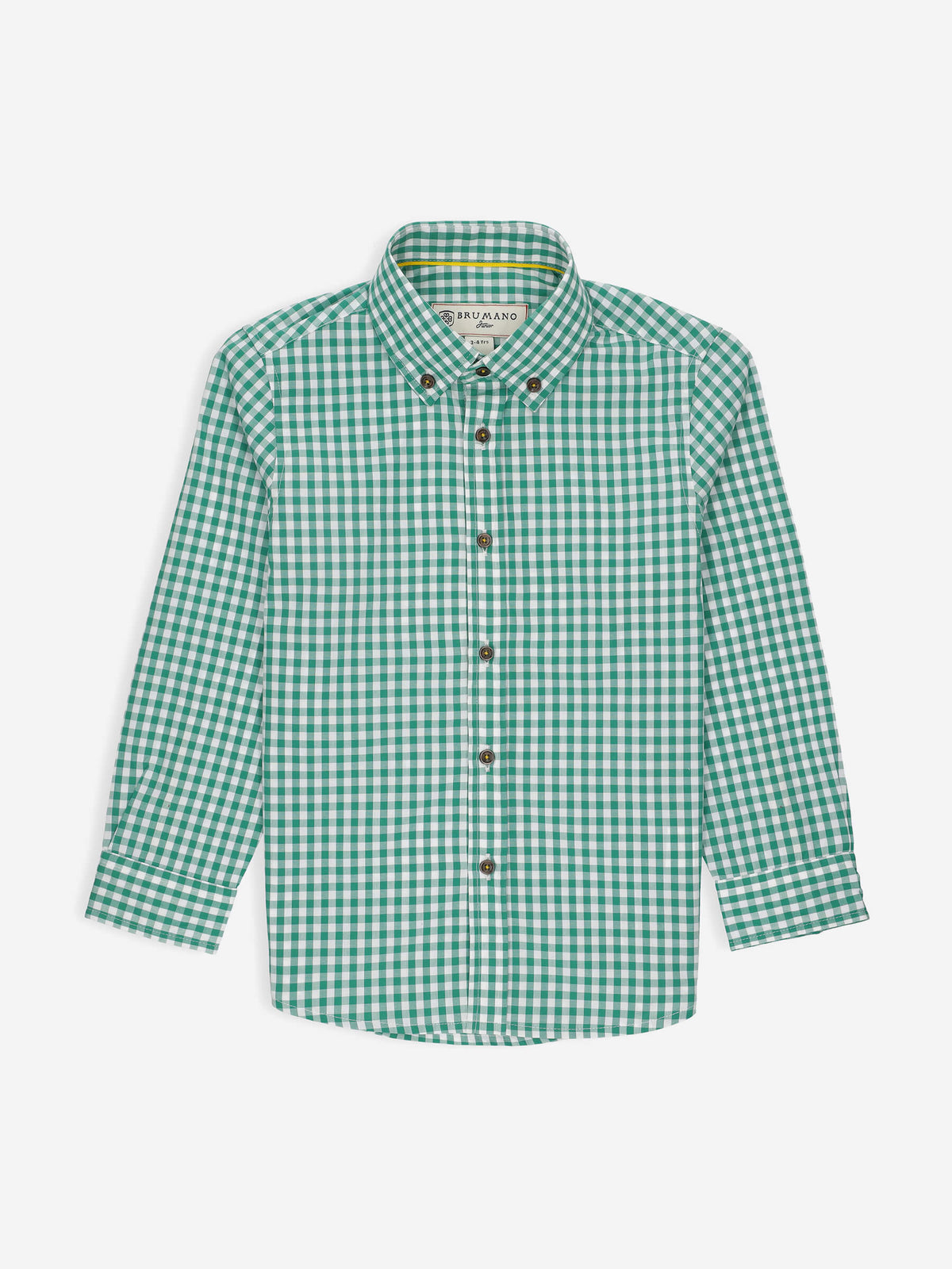 Green Gingham Casual Long Sleeve Shirt