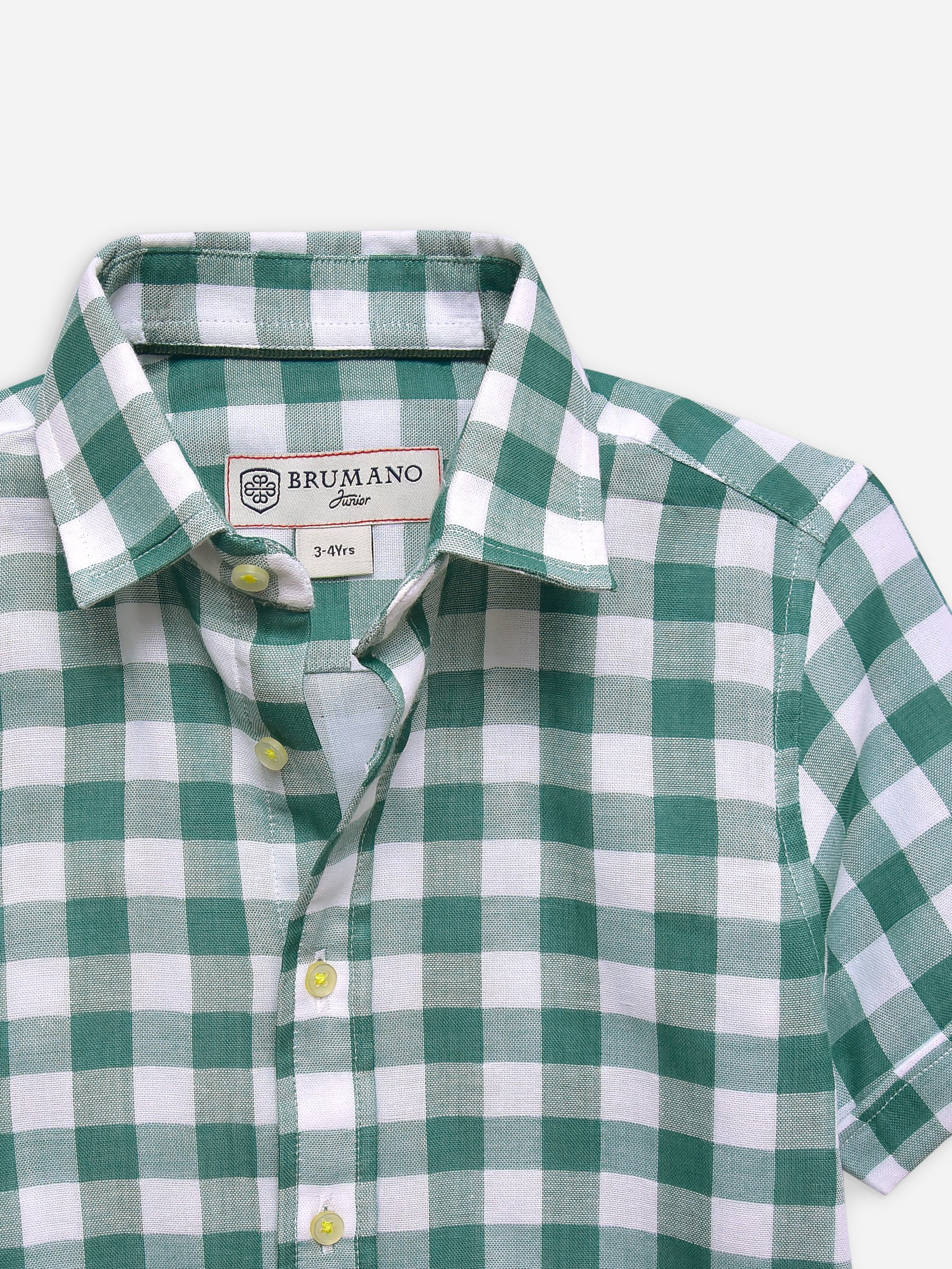 Green Large Gingham Half Sleeve Casual Shirt