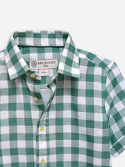 Green Large Gingham Half Sleeve Casual Shirt