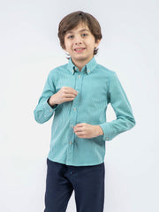 Green Micro Gingham Button Down Casual Shirt