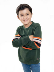 Green Multi Color Striped Casual Jumper