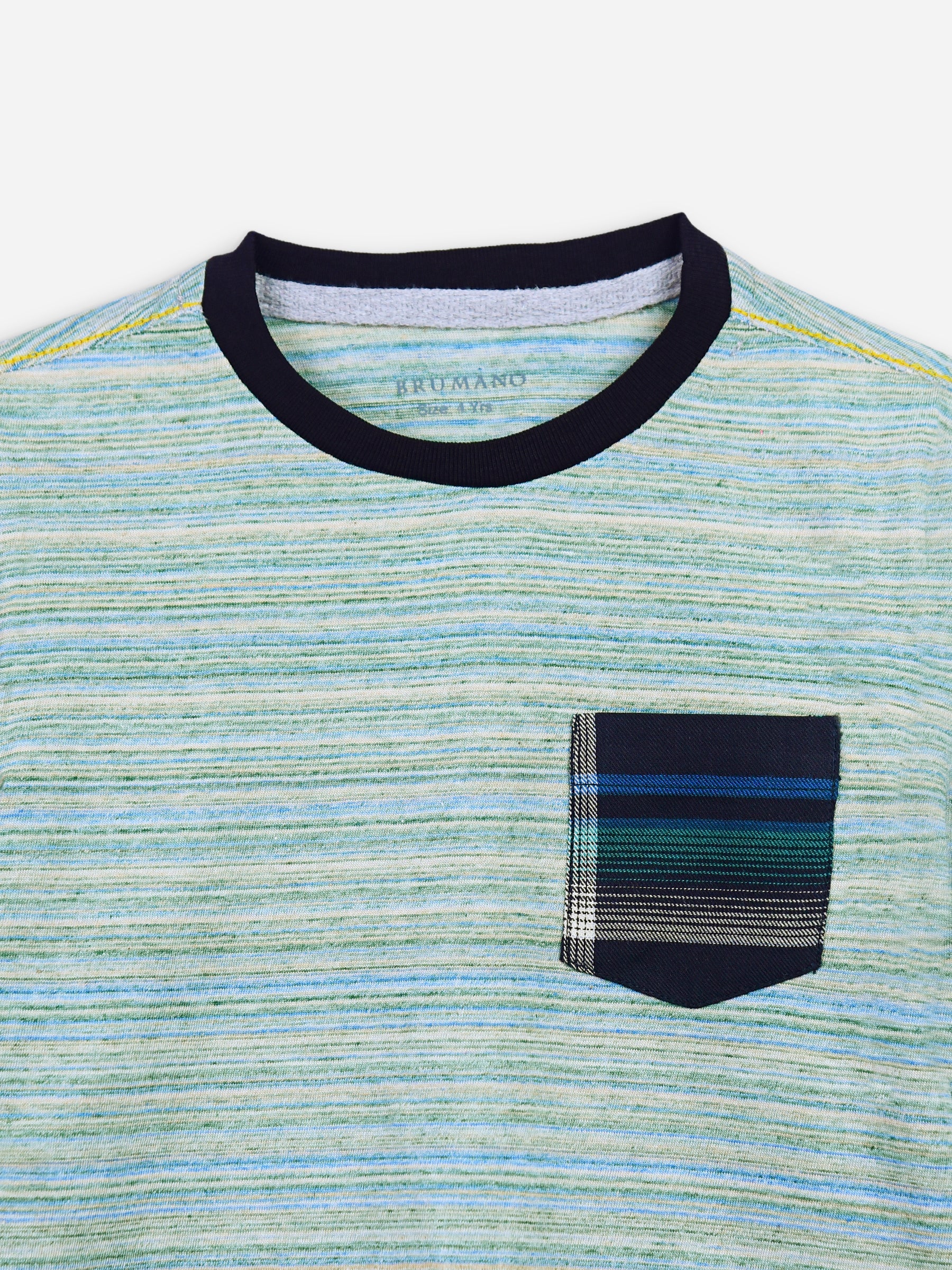 Green Multi Color Striped Long Sleeve Casual T-Shirt