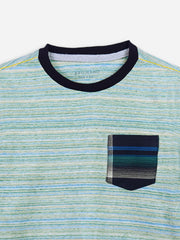 Green Multi Color Striped Long Sleeve Casual T-Shirt