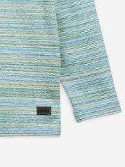 Green Multi Color Striped Long Sleeve Casual T-Shirt