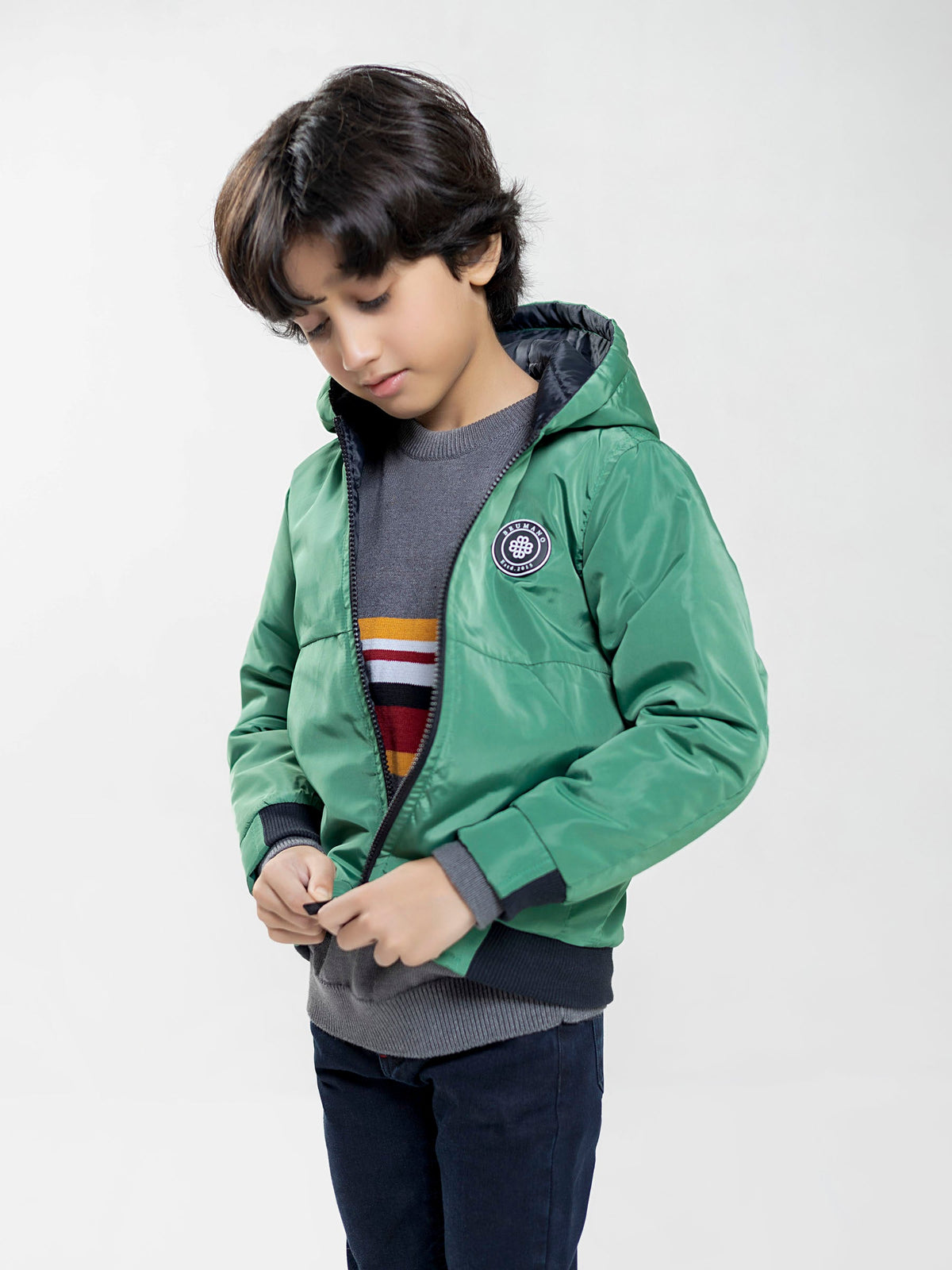 Green Quilted Casual Jacket With Hoodie - Unisex