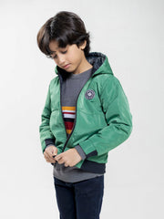 Green Quilted Casual Jacket With Hoodie - Unisex