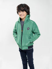 Green Quilted Casual Jacket With Hoodie - Unisex