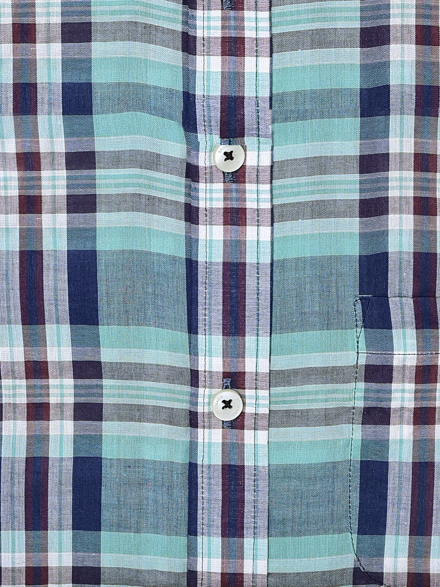 Green Tartan Plaid Light Weight Seersucked Shirt
