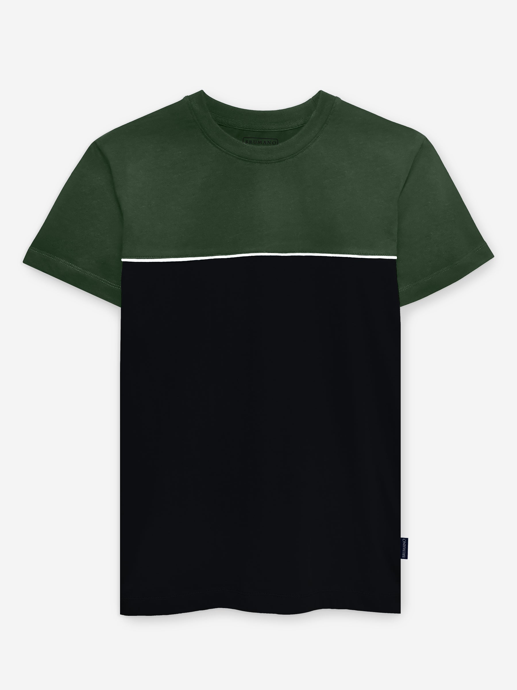 Green & Black Two Tone Crew Neck T-Shirt