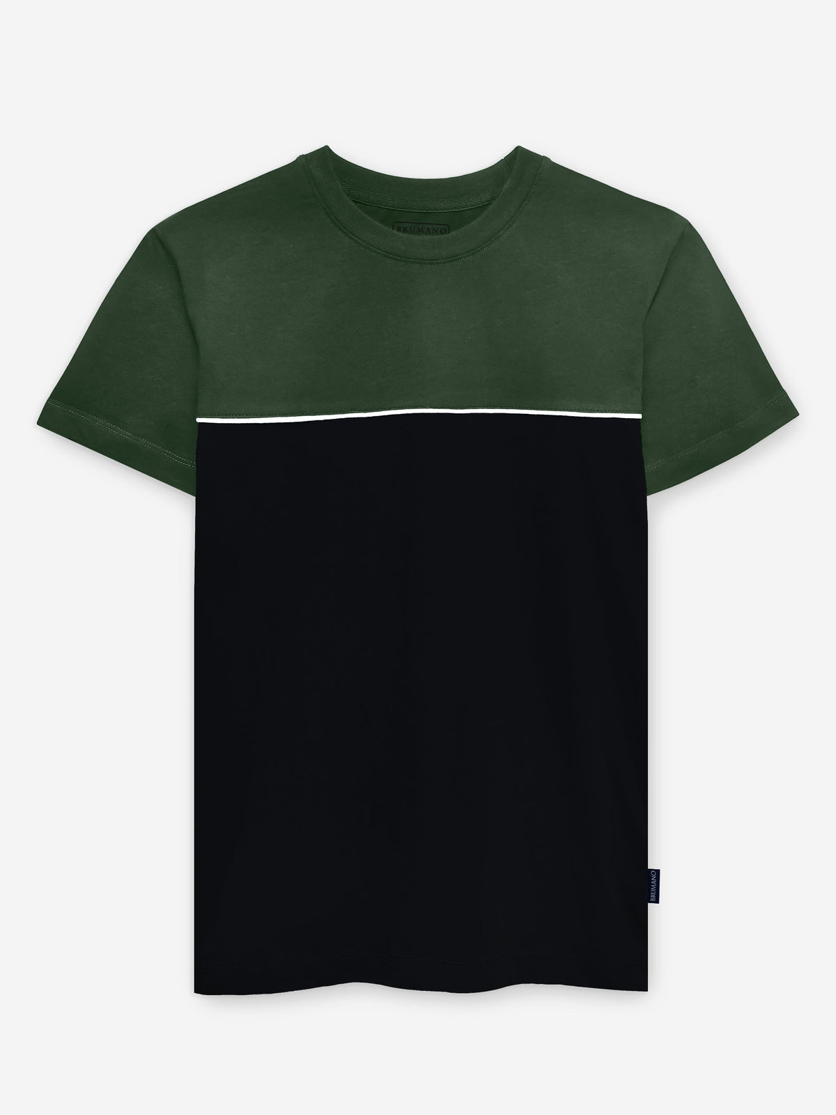 Green & Black Two Tone Crew Neck T-Shirt