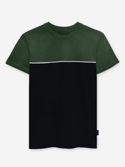 Green & Black Two Tone Crew Neck T-Shirt