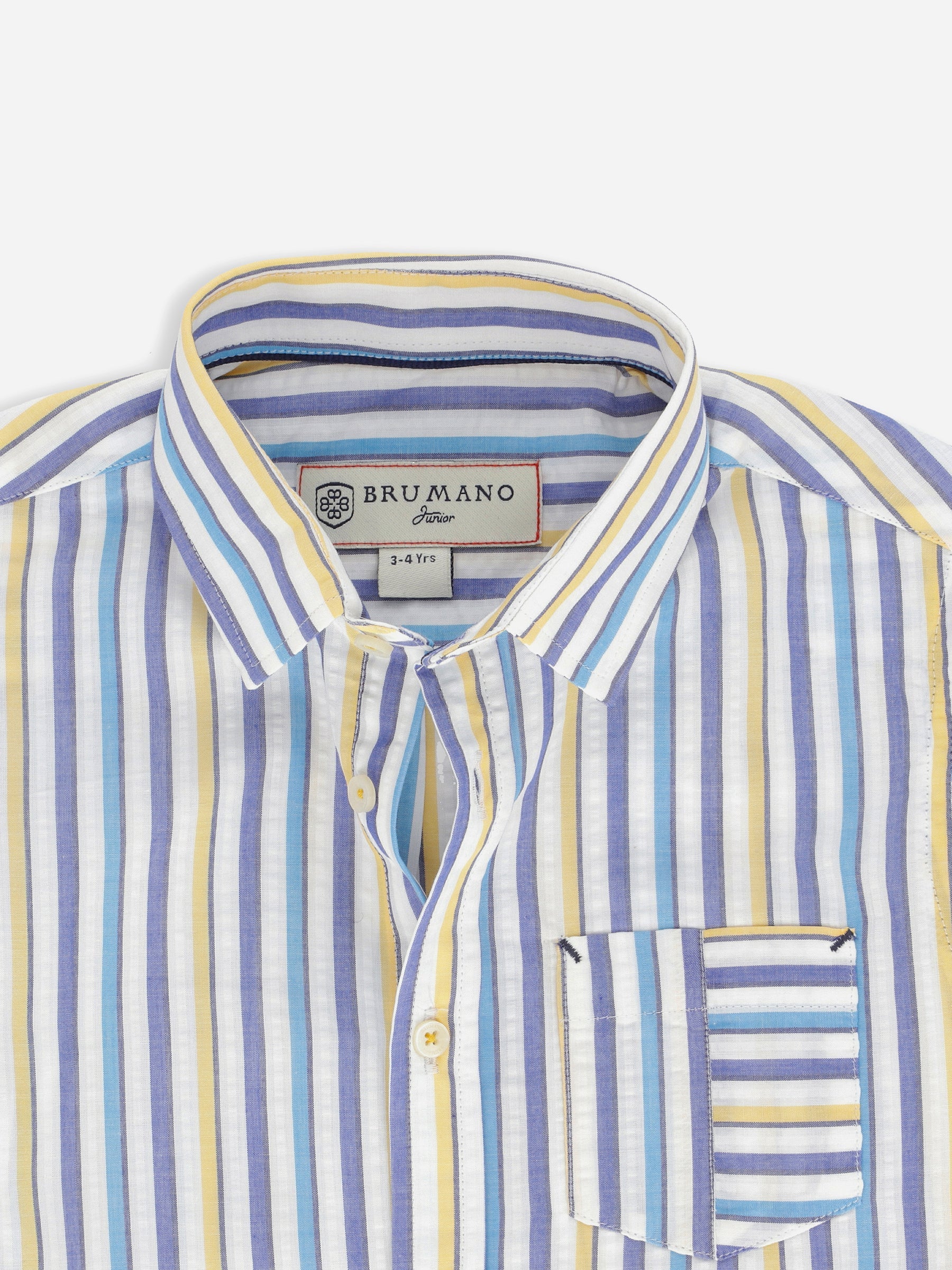Green & Blue Seersucked Striped Half Sleeve Casual Shirt