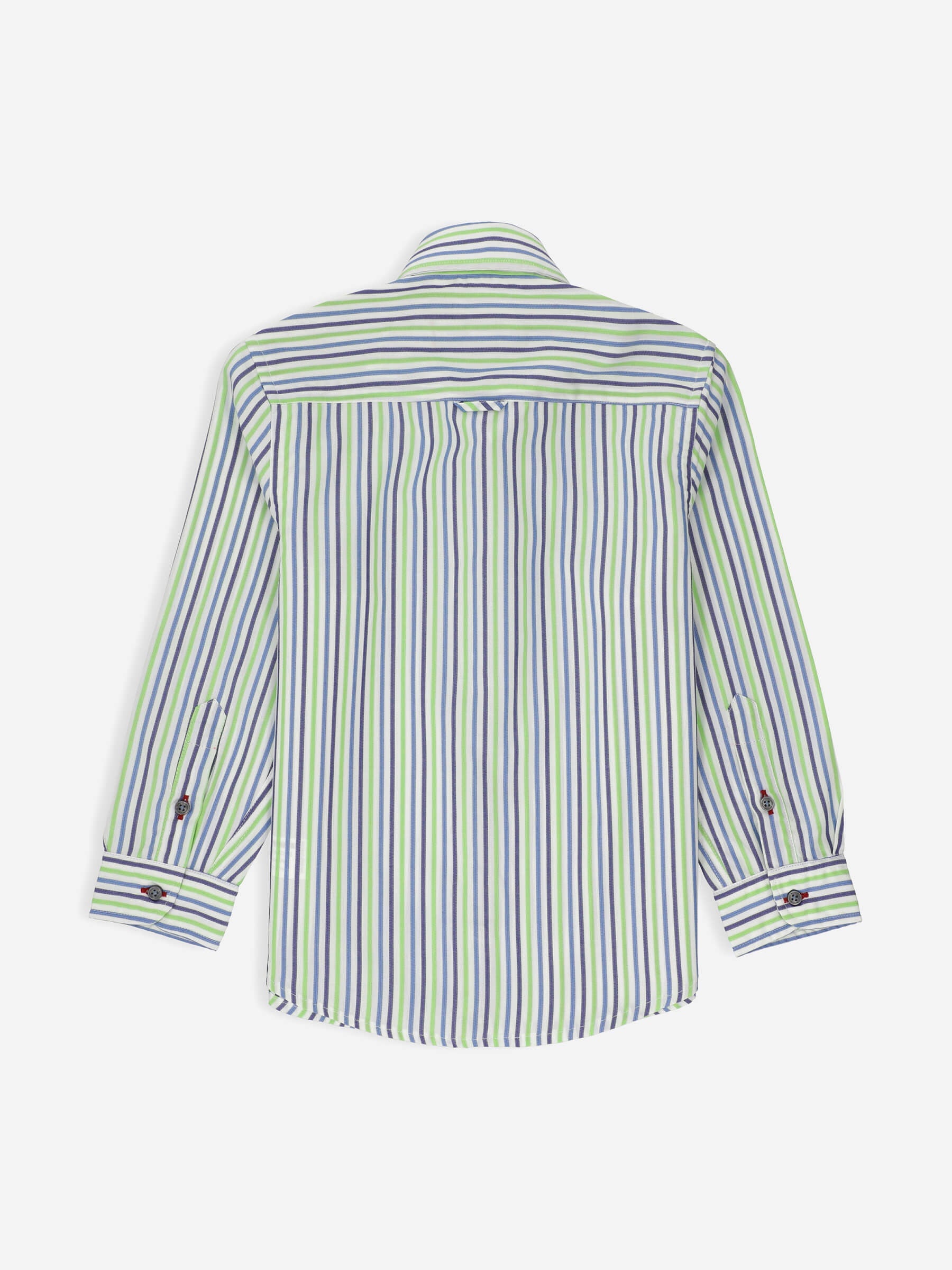 Green & Blue Striped Casual Long Sleeve Shirt