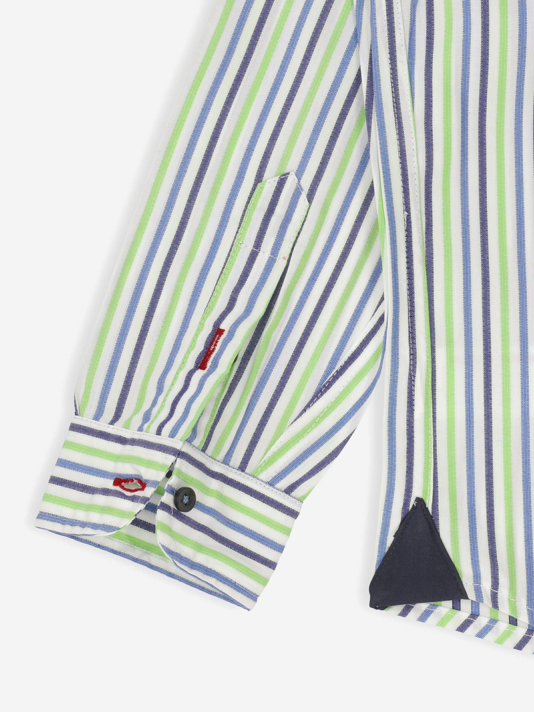 Green & Blue Striped Casual Long Sleeve Shirt