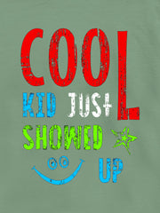 Green 'Cool Kid' Printed Casual T-Shirt