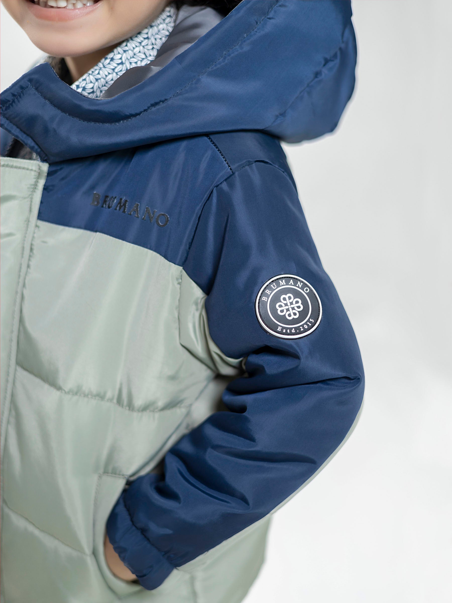 Sage Green & Navy Blue Casual Jacket With Hoodie - Unisex