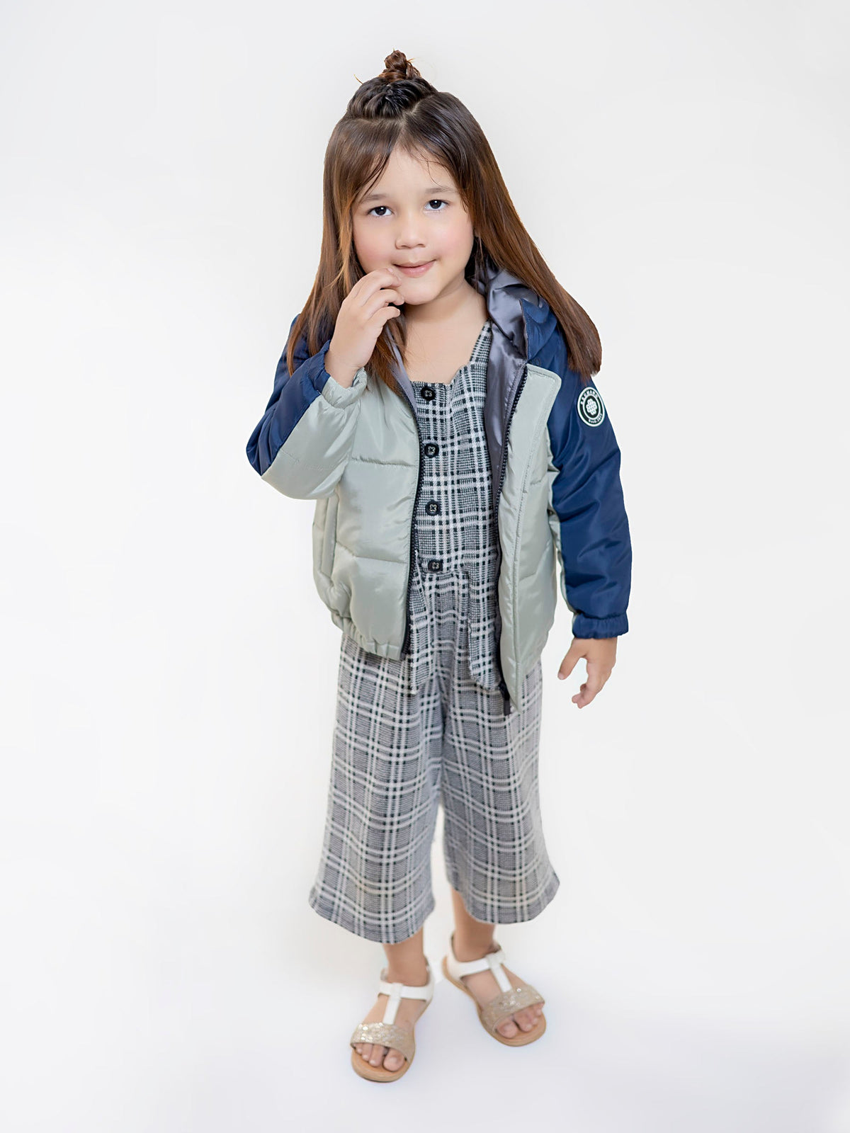 Sage Green & Navy Blue Casual Jacket With Hoodie - Unisex
