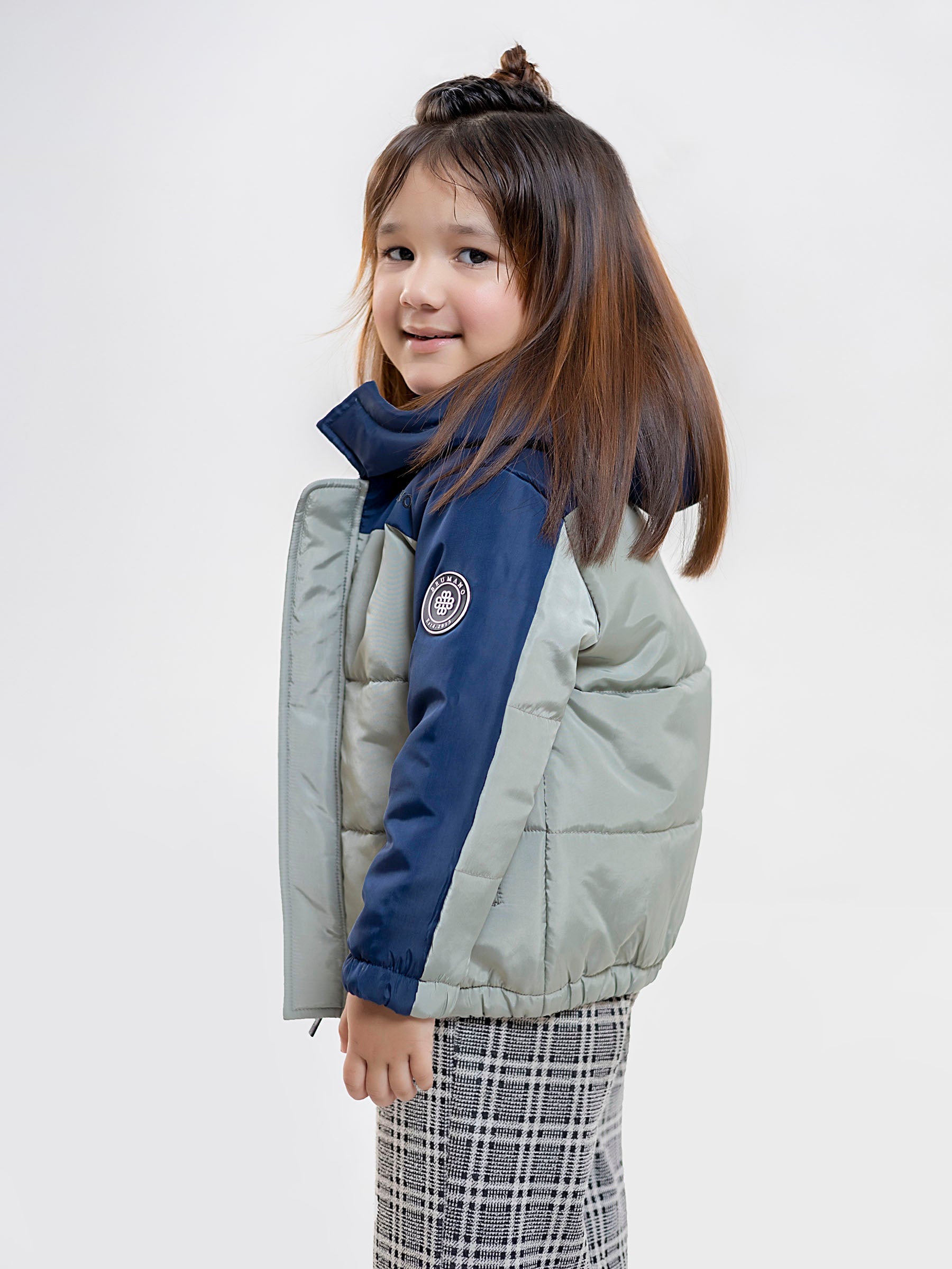 Sage Green & Navy Blue Casual Jacket With Hoodie - Unisex