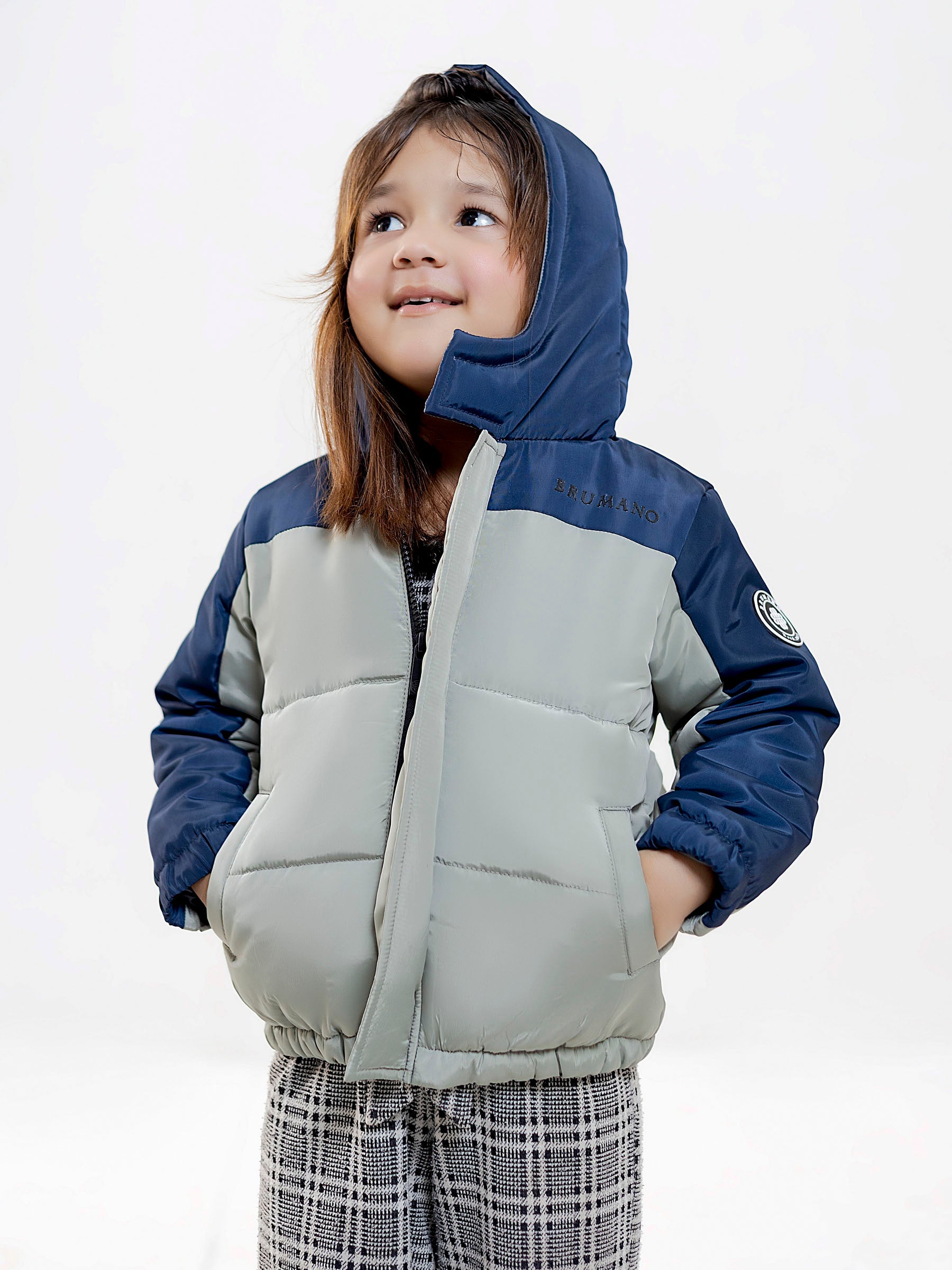 Sage Green & Navy Blue Casual Jacket With Hoodie - Unisex
