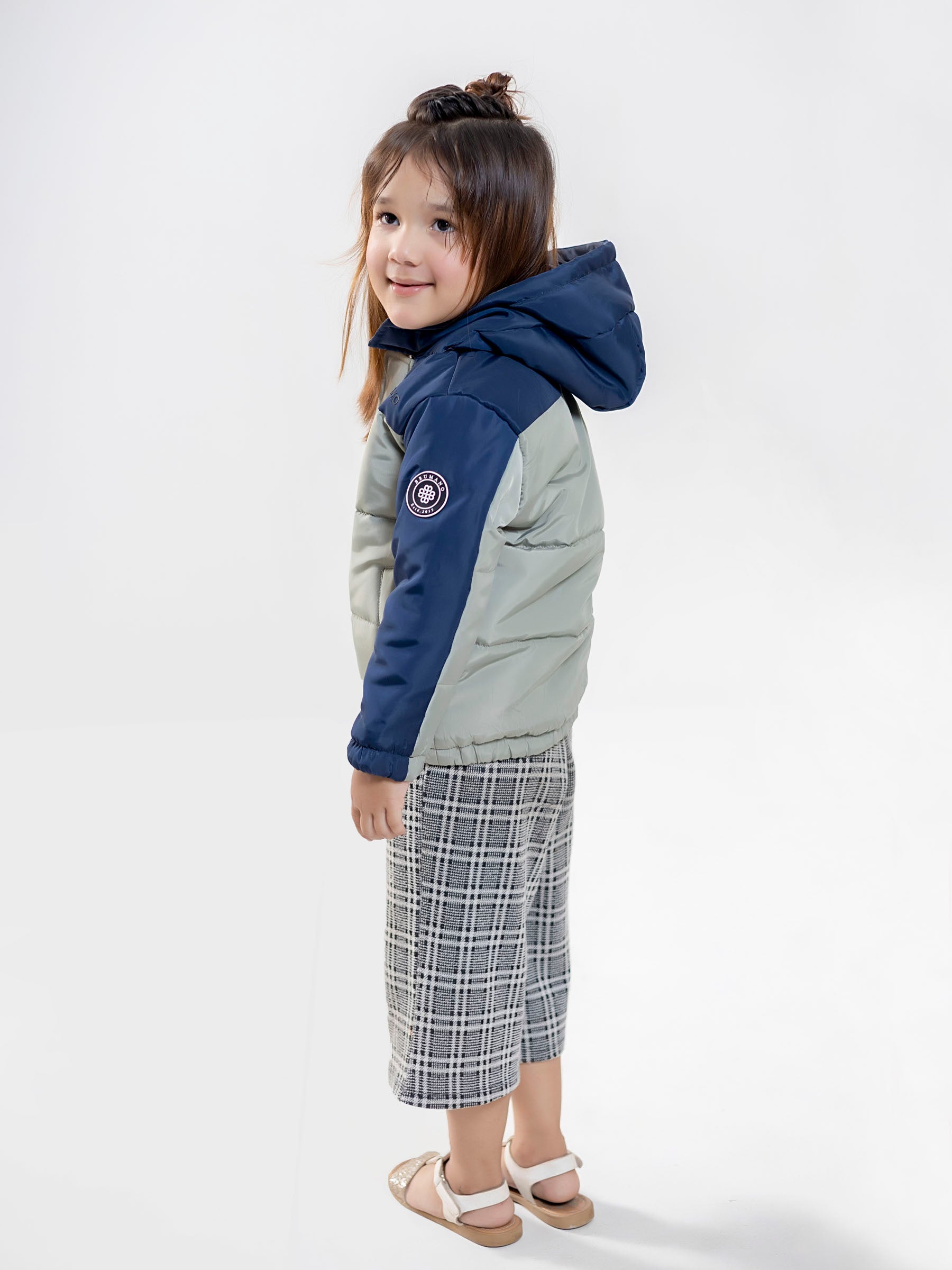 Sage Green & Navy Blue Casual Jacket With Hoodie - Unisex