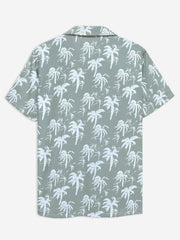 Green & White Floral Printed Cuban Collar Shirt