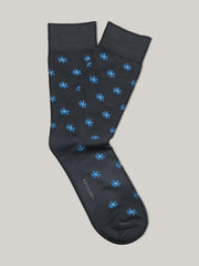 Grey & Blue Cut Flower Cotton Socks
