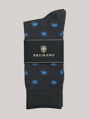 Grey & Blue Cut Flower Cotton Socks