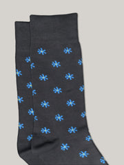 Grey & Blue Cut Flower Cotton Socks