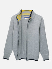 Grey Casual Zipper With Detailing