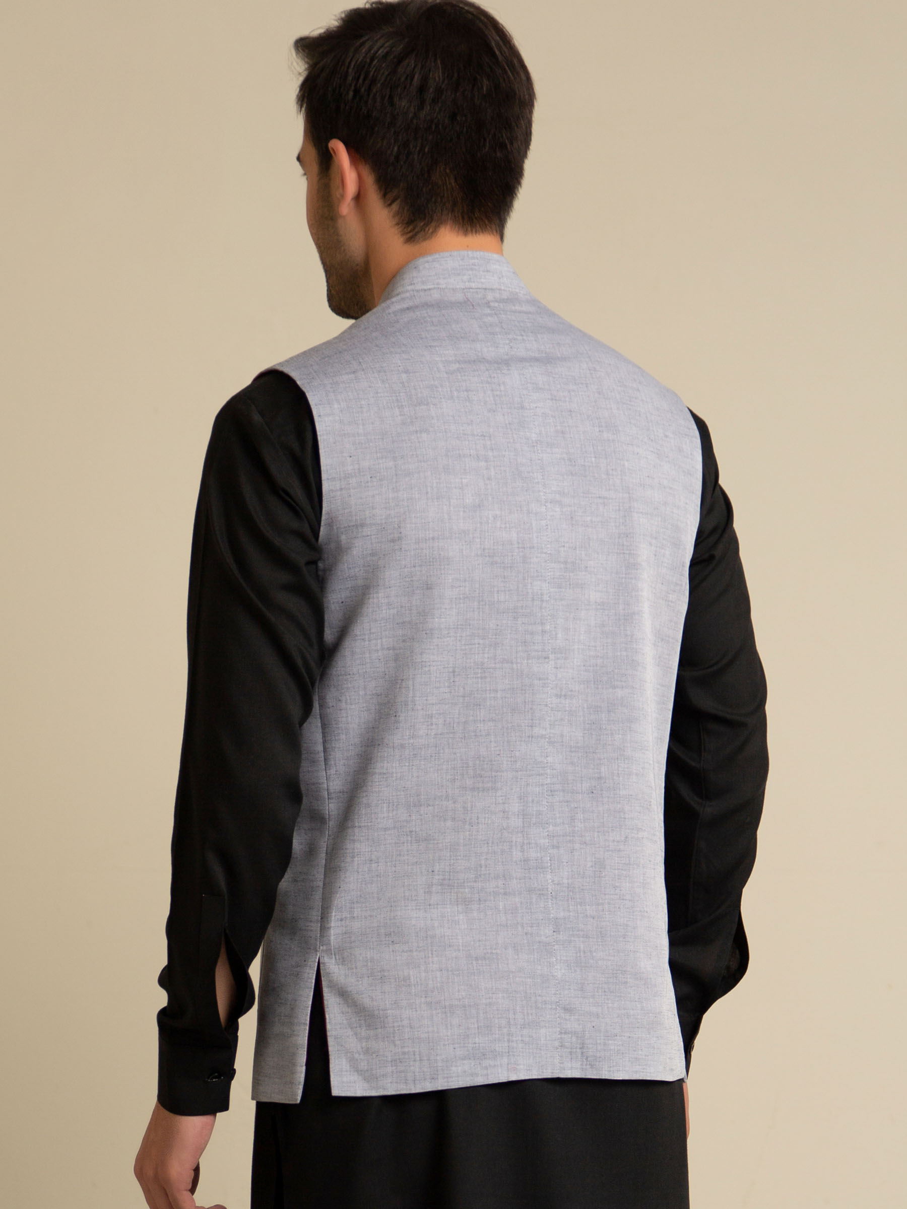 Grey Chambray Linen Waistcoat