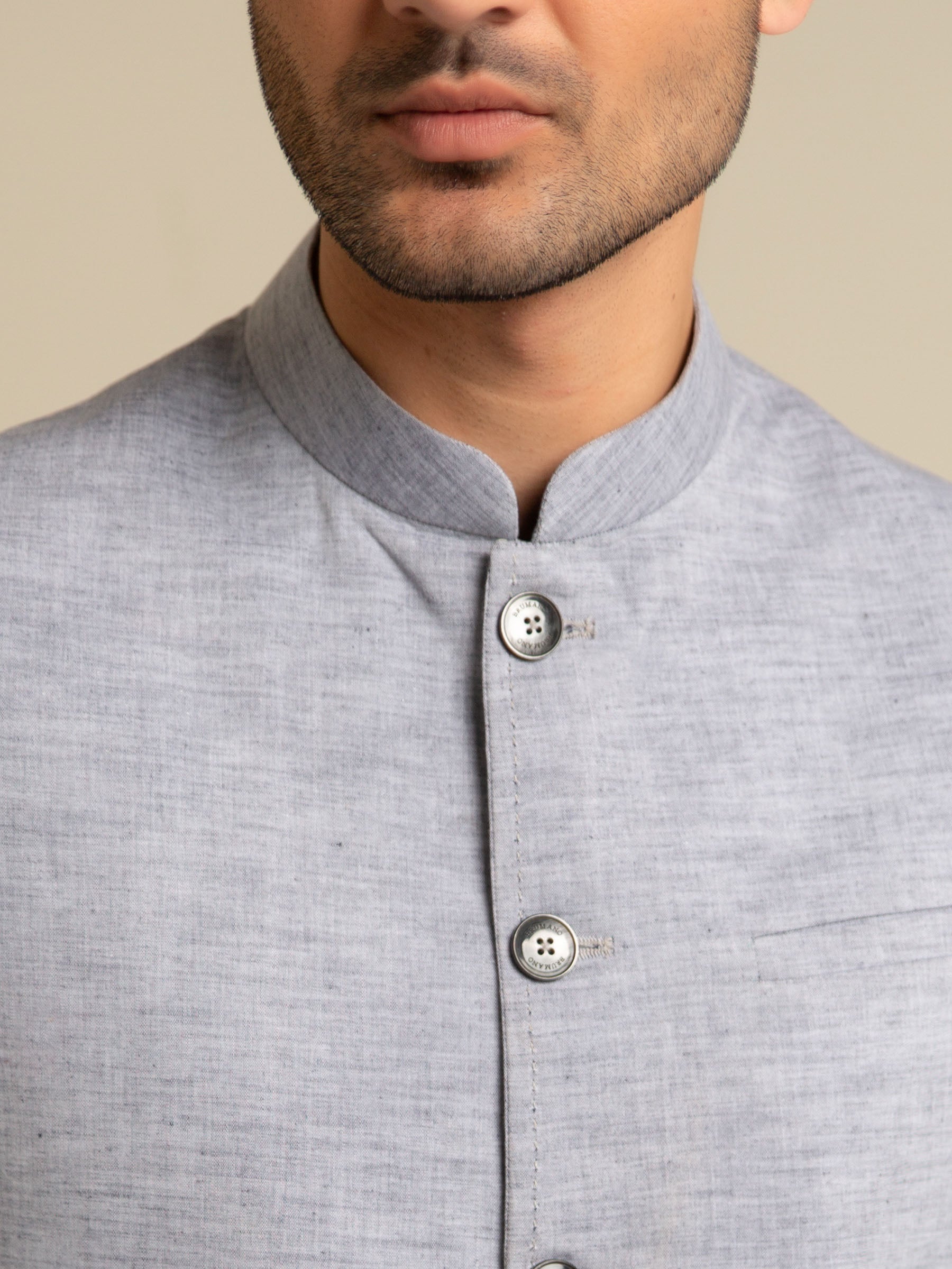 Grey Chambray Linen Waistcoat