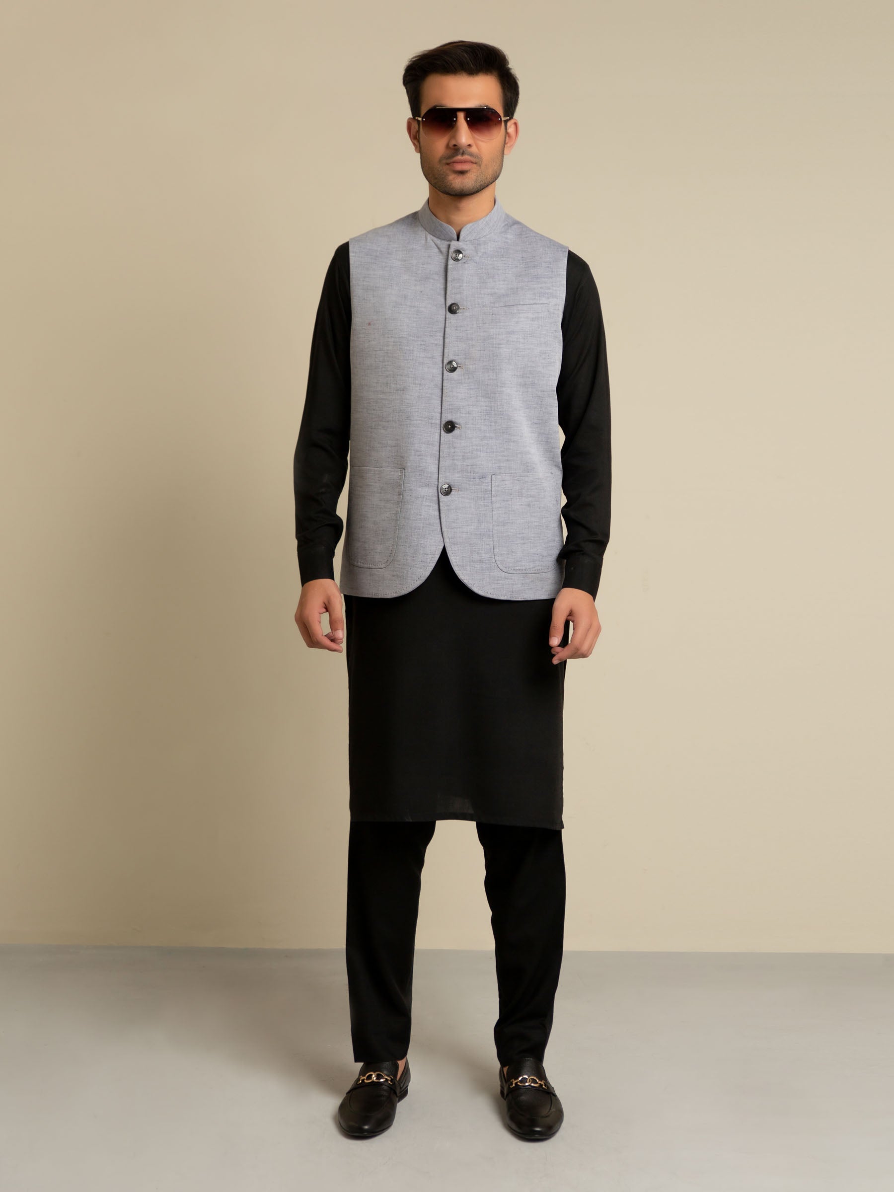 Grey Chambray Linen Waistcoat