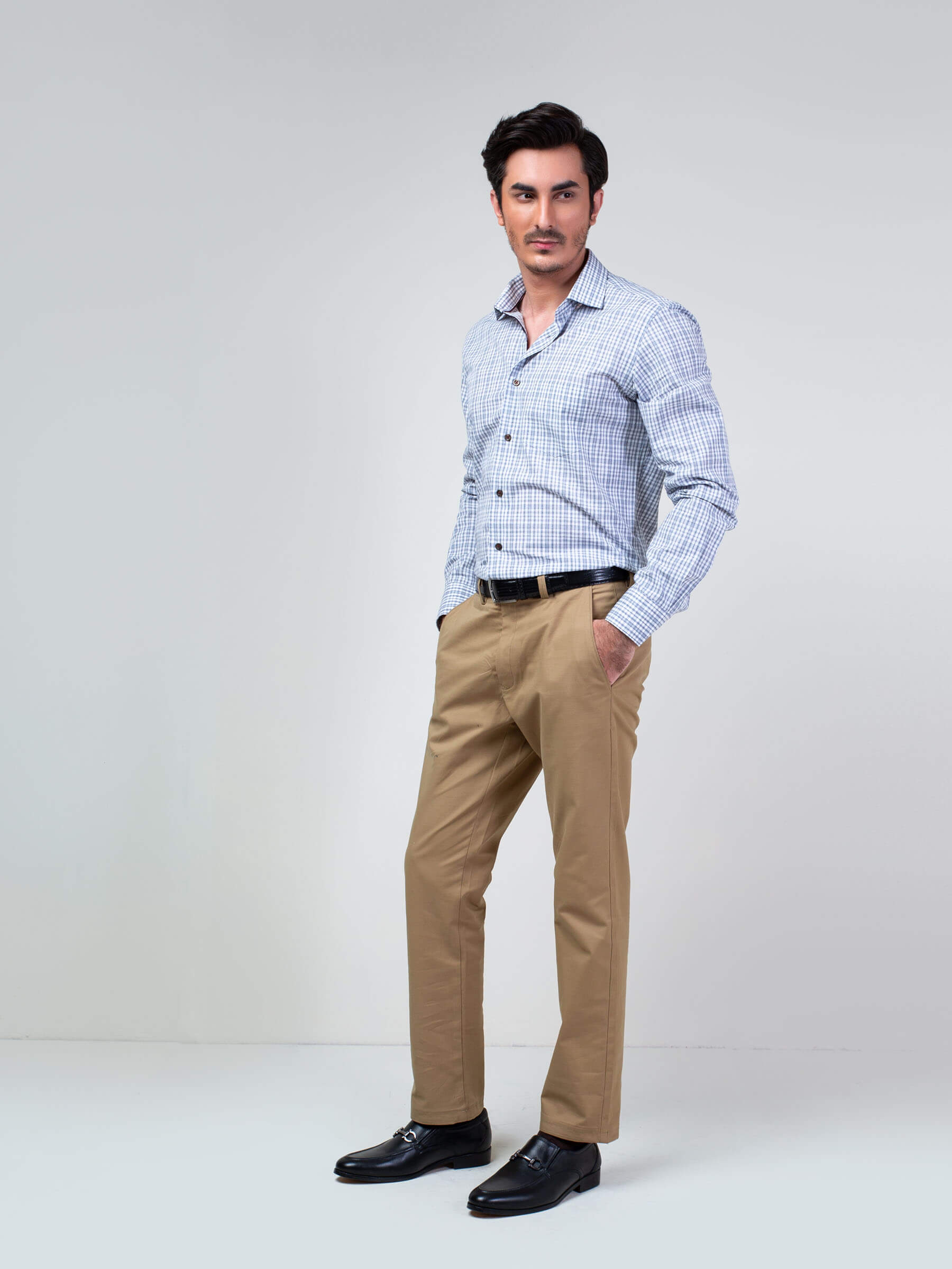Grey Checkered Formal Shirt