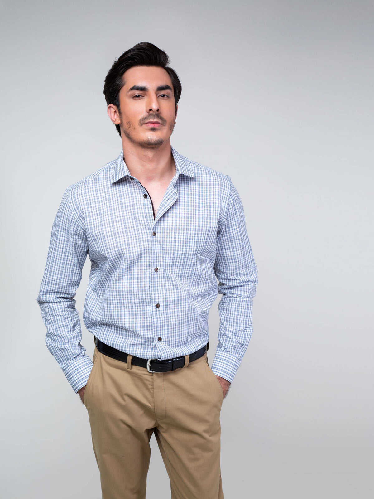 Grey Checkered Formal Shirt