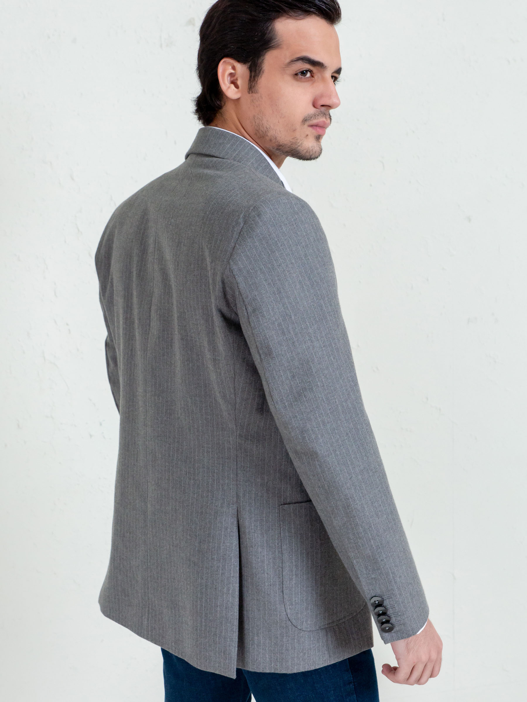 Grey Classic Pinstriped Blazer